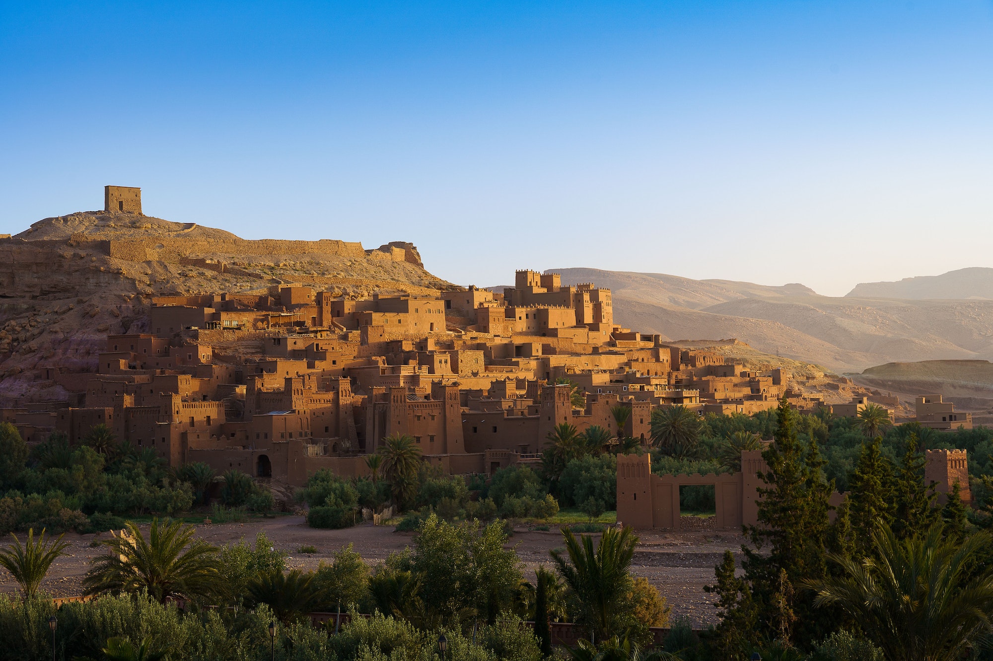 Scenic view of Ait Benhaddou (fortified village) at sunrise,Morocco